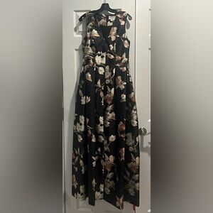 Sachin + Babi Elegant Black and Cream Floral Brooke Gown